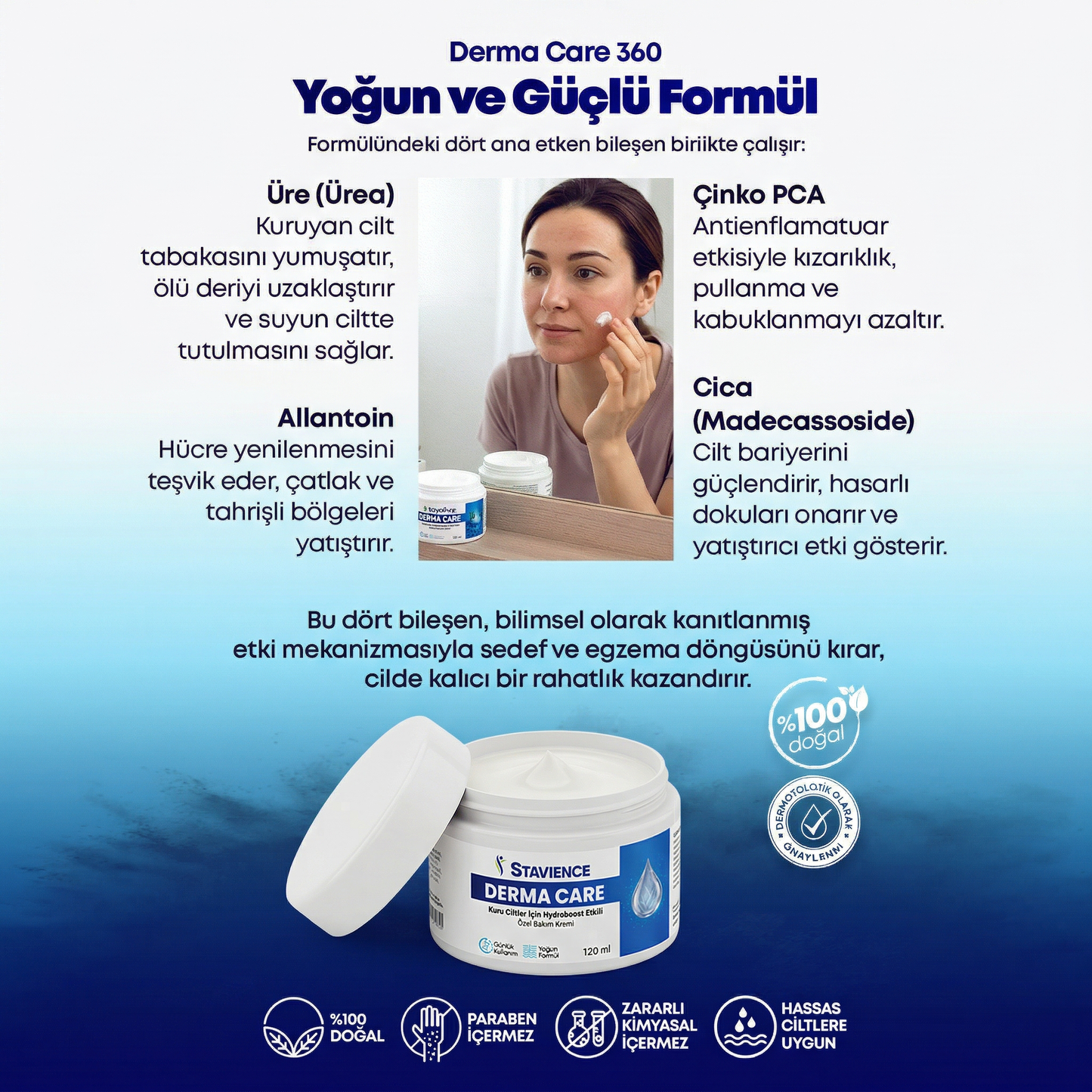 Derma Care 360 - Sedef, Egzema ve Cilt Problemlerine Özel Bakım Kremi 120Ml
